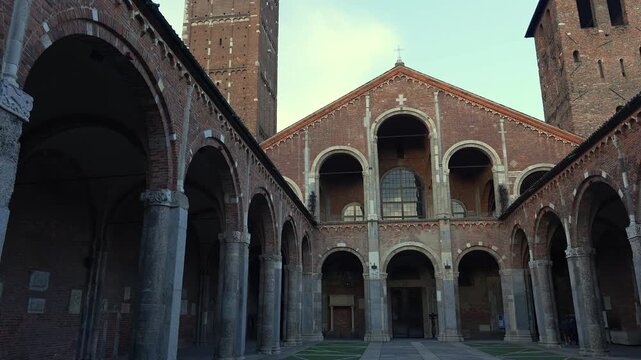 Inside view of the Basilica of Saint Ambrogio. It is recalls the paleochristian and medieval periods. It stands in Piazza Saint Ambrogio, in the heart of the city of Milan.Italy