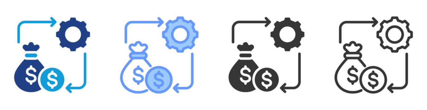 Cost Efficiency icon set multiple style collection