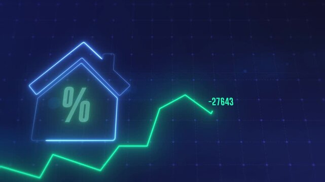 Real Estate Investment Growth with Percentage Rate Financial Market Analysis animation 4k.