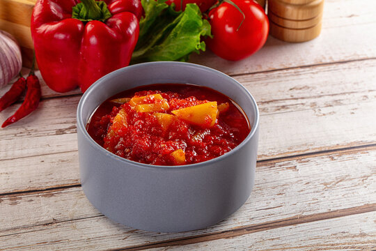 Hungarian lecho with pepper and tomato