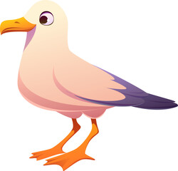 Pirate icon of cartoon seagull or sea gull character or funny ocean bird, vector game personage. Caribbean pirate adventure character of seabird for marine game asset and aquatic bird mascot element