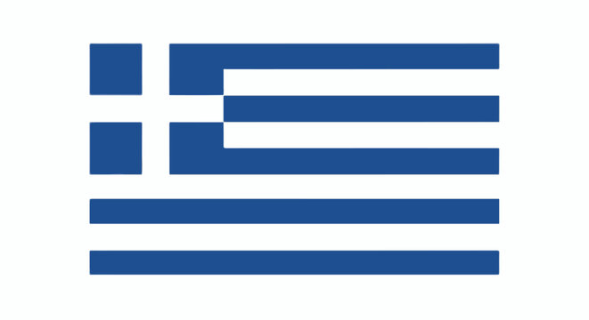 A striking depiction of the Greek flag, featuring nine alternating blue and white horizontal stripes, and a blue canton with a white cross