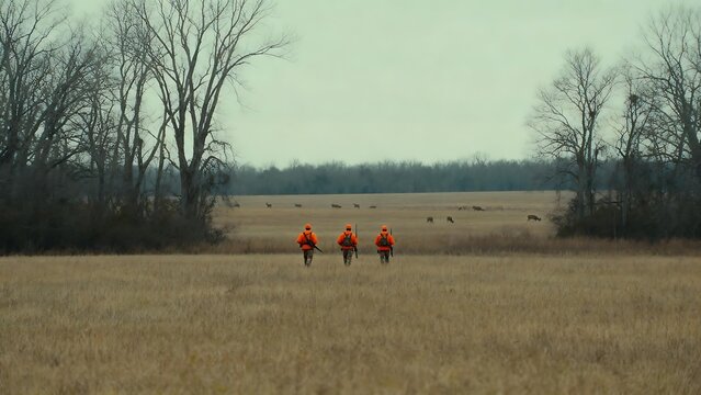 hunters in field with deer