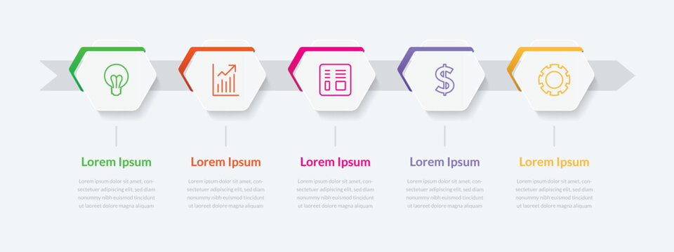 Modern 5-Step Linear Process Infographic Template