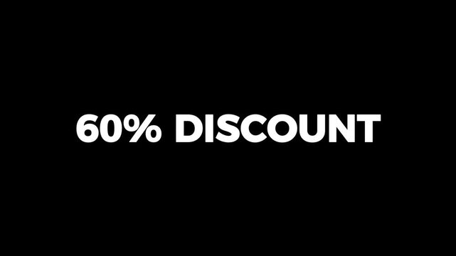 60% dicount for sale animation on black background