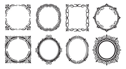Fototapeta premium Ornate Victorian Floral Frame Collection for Elegant Invitations, Certificates, and Luxury Branding 