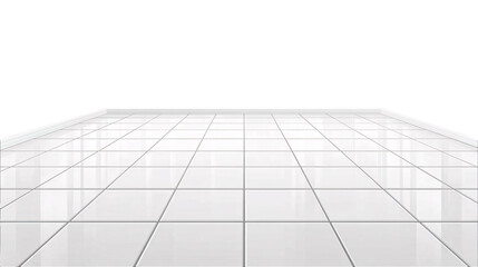 Obraz premium Glossy white square tile floor perspective isolated on Transparent Background