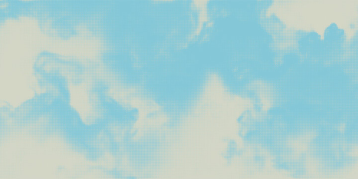 Retro sky pattern. Abstract halftone grunge texture background image. Line art vintage vector background. Blue sky in engraving style.