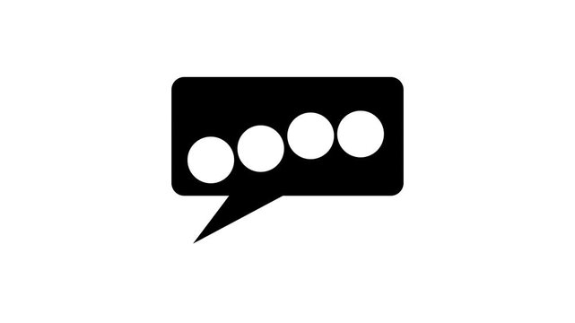 Chat bubble with three dots jumping black and white loading animation. Type dots outline 2D cartoon preloader, flat ui element 4K video loader motion graphic. Messenger waiting animated indicator gif