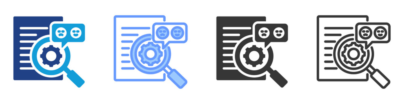 Semantic Analysis icon set multiple style collection