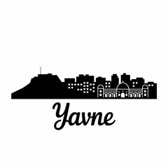 Fototapeta premium Yavne Israel Skyline Silhouette Vector – Yavne Fortress Hill & Historic Cityscape Illustration