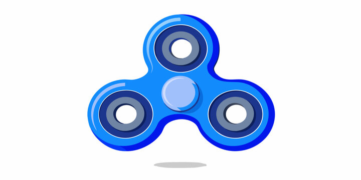 Blue fidget spinner on white background with copy space, minimal hobby concept with clean design layout and modern mockup style for banners. 3D