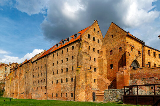 Beautiful ancient brick granaries in Grudziądz, Poland
