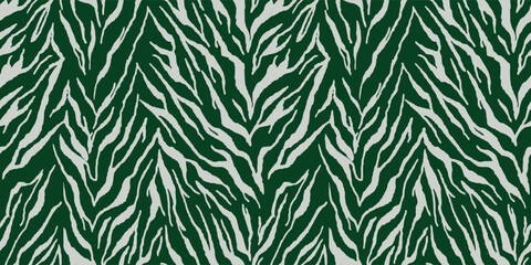 Dark forest green and silver zebra print for luxury interior and premium packaging © Olia