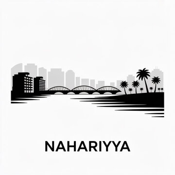 Nahariyya Israel Skyline Silhouette Vector &ndash; Mediterranean Coastal Promenade Cityscape Illustration