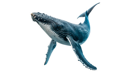 Humpback whale swims gracefully isolated on transparent background cut out © 1png-stock