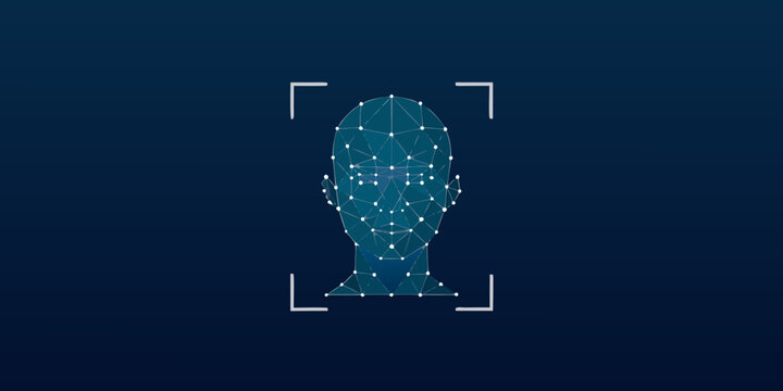Geometric face scan with targeting brackets a digital art silhouette