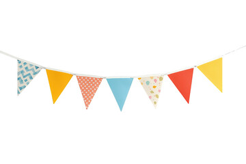 Fototapeta premium Colorful paper bunting flags decor hanging, creating a festive garland for celebration, party, and holiday occasions