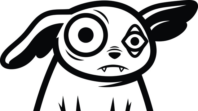 Scary Abstract Creature Monster Head Vector Line Art