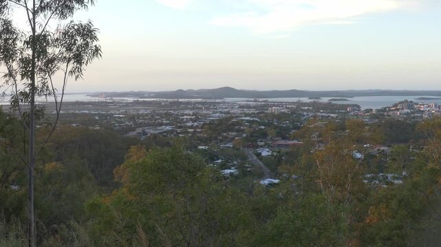 Gladstone Australia permian point skyline harbour at sunset west, central 4k