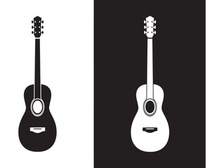 Naklejka premium Acoustic guitar in dual tone black and white illustration for musical expression