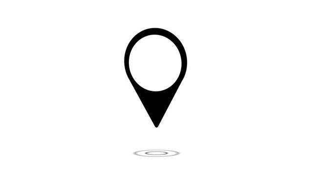 white and black marker map icon with alpha channel animation on a white background,with 4k video animation.