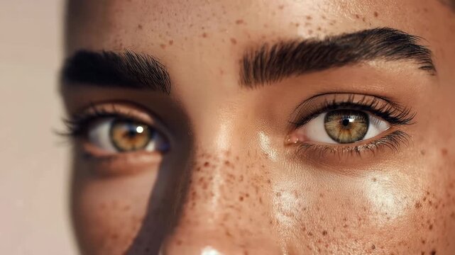 Permanent eyebrow makeup in the powder technique. Close-up eyebrow tattooing gentle eyebrow contouring in permanent makeup. Young woman with permanent eyebrow makeup. Powder brows