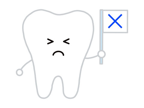 バツの札を持つ歯のキャラクター