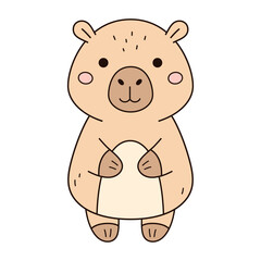 Fototapeta premium Kawaii capybara clipart, isolated cartoon character on white background. Funny rodent illustration, Hand drawn baby animal design