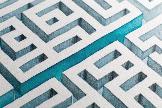 Illustration of a tangled labyrinth showing a straight path shortcut that simplifies communication and speeds decisions