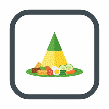 Nasi Tumpeng Food Illustration - A Festive and Traditional Indonesian Rice Dish