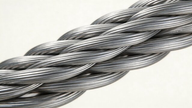 Closeup of twisted metal cable