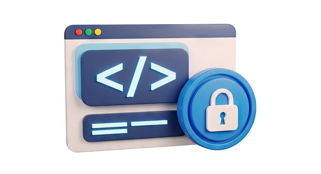 Secure Code Icon with Lock Symbol