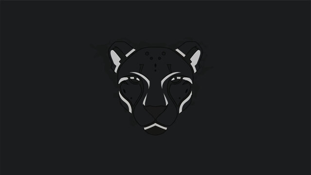 Elegant Minimalist Illustration of a Panther Head on a Black Background.