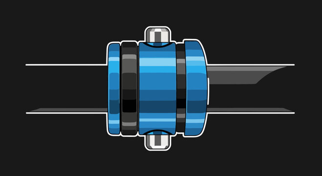 Abstract Mechanical Engineering Component With Blue Accent Rings