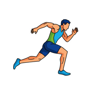 Man Running Fast in Athletic Clothing.
