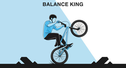 Fototapeta premium Artistic Depiction Of A Biker Mastering A Wheelie Trick With Precision And Skill