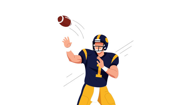 American Football Quarterback Throwing the Ball In Action Sport Illustration