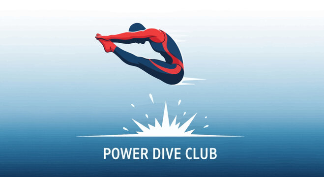 Athlete In Mid Air Performing Dynamic Dive Into Water Splash