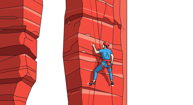 Ascending Rocky Cliffs A Person Navigates Vertical Terrain