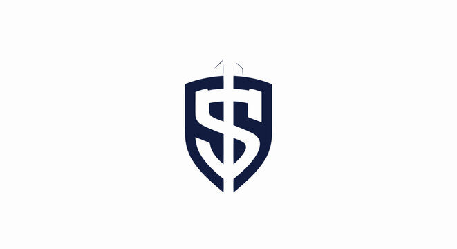 Elegant Shield Logo with Initial Letters and Arrow Symbol.