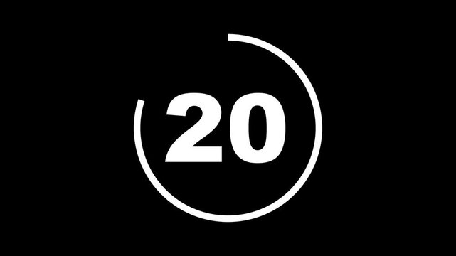 Circle countdown timer 25 seconds animation from 25 to 0 seconds, 25 Seconds countdown timer, Countdown timer, circle countdown animation for special deal Promotions. 4K video