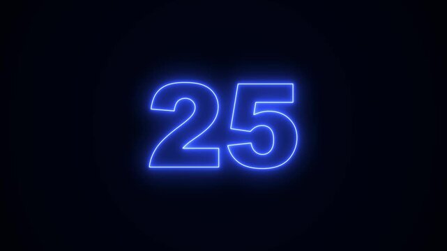 30 Second Countdown Neon blue Light Animation in 4K. Neon countdown timer from 30 to 0 seconds on black Solid Background. Neon Circle countdown timer animation from 30 to 0 second animation.