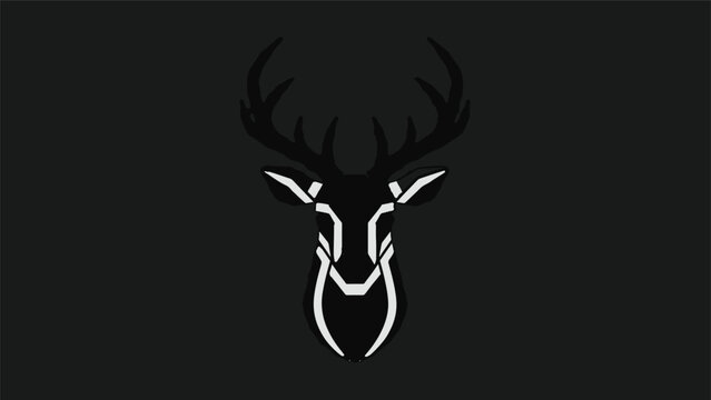 Elegant Silhouette of a Majestic Deer Head Against Black Background.