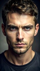 Obraz premium A close-up portrait of a man with short brown hair