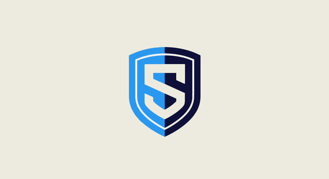 Elegant Blue Shield with Letter S Symbolizing Security and Protection.