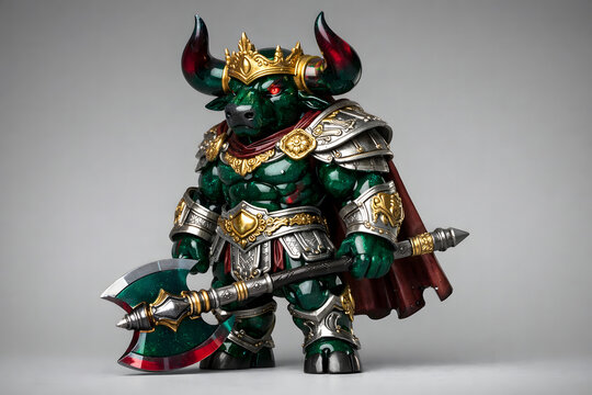 Yuru-Mecha: Gemstone - Conqueror Bull, Alexander Inspired Robot with Alexandrite Armor, 3D Render