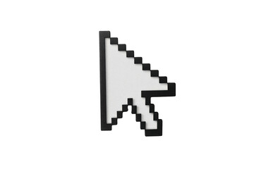 Obraz premium Pixel art cursor icon symbolizing interface interaction, browsing websites, and user experience, with a clean render