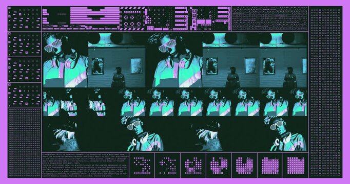 Cyberpunk HUD Interface with girl fashion Data Visualization