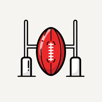Australian Rules Football Goal Post and Ball Graphic Art